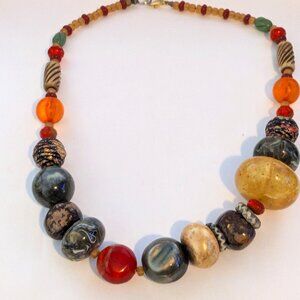 TERESA GOODALL Acrylic Resin Beaded Boho Statement Necklace
